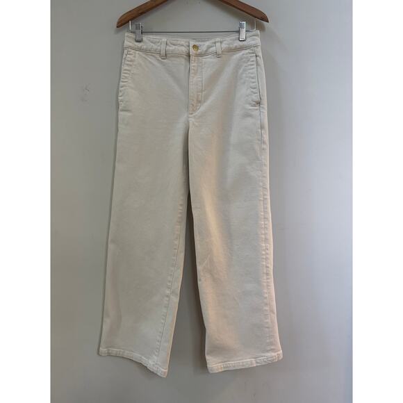 J Crew Mid rise Wide Leg Jean Ecru Cream Size 27 Boho Preppy Casual Everyday - Picture 1 of 5